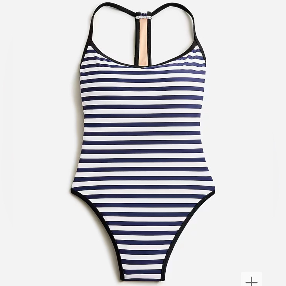 J Crew Racerback scoopneck one-piece swimsuit in stripe